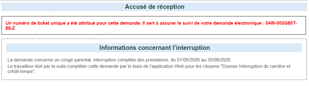 Screenshot of confirmation page.